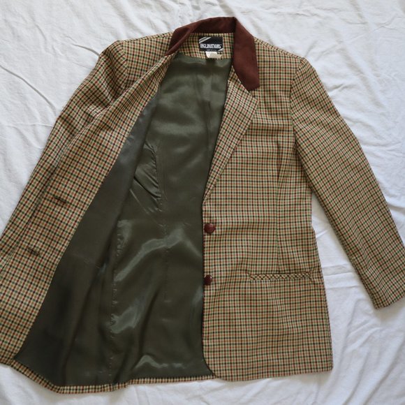 Vintage Brown & Green Plaid Checked Blazer Medium - Picture 10 of 11